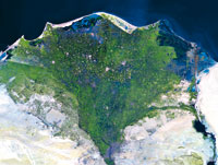 Delta del ro Nilo, dominado por las fuerzas del oleaje.