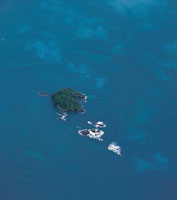 Pen Trigan, uno de los muchos islotes que emergen en el interior del golfo.