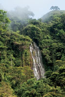 Una de las cascadas del Santuario de Fauna y Flora Alto Río Fonce, cerca de Charalá, Santander.