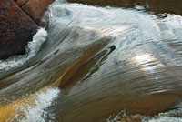 El agua en movimiento conmueve los sentidos y tranquiliza los ánimos. Detalle del flujo de agua en las cachiveras de Santacruz, río Vaupés.