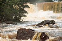 Muchas caídas de agua de gran belleza escénica se localizan en regiones de topografía plana y alejadas de las montañas. Salto Torón, Venezuela.