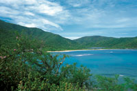 En la ensenada de Chengue, Parque Nacional Natural Tayrona, durante la poca lluviosa el paisaje exhibe todo su verdor.