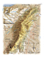 La longitud de la serrana del Perij, tambin conocida como serrana de Los Motilones o Montes de Oca, es de 300 km aproximadamente. Sus mayores alturas alcanzan los 3.600 msnm