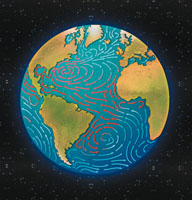 Las corrientes ocenicas son generadas por las diferencias de presin del aire, los cambios de composicin del agua y la rotacin de la Tierra.